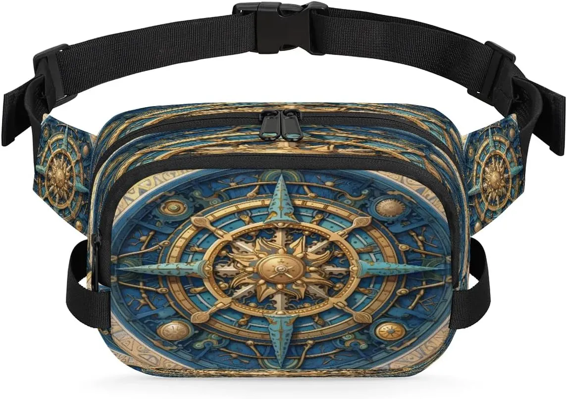 Sailing Compass Men's and Women's Waist Pack Crossbody Magic Compass Waist Pack Running Strap, Adjustable Shoulder Strap - For Hiking and Running Exercise Fitness