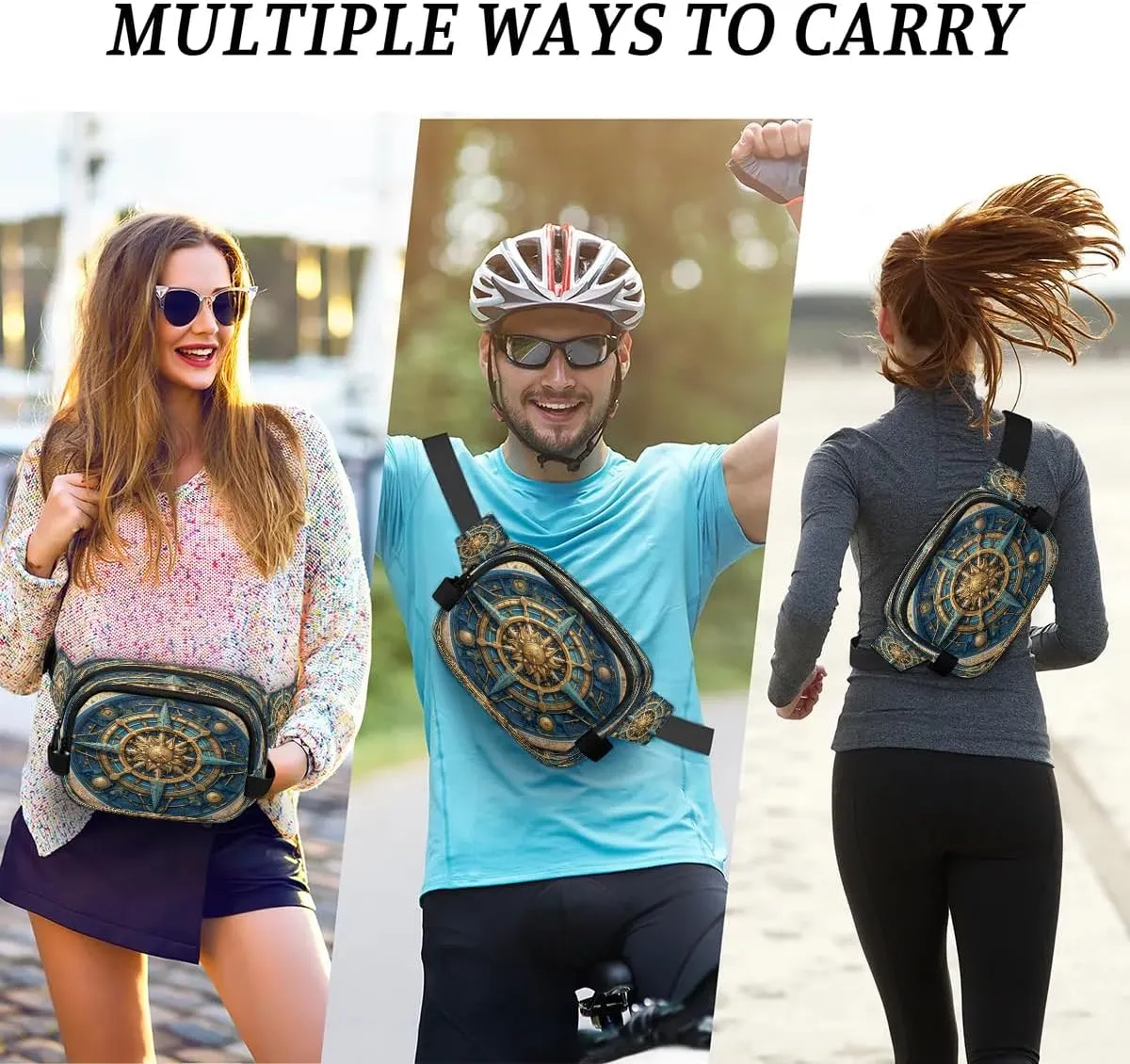 Sailing Compass Men's and Women's Waist Pack Crossbody Magic Compass Waist Pack Running Strap, Adjustable Shoulder Strap - For Hiking and Running Exercise Fitness