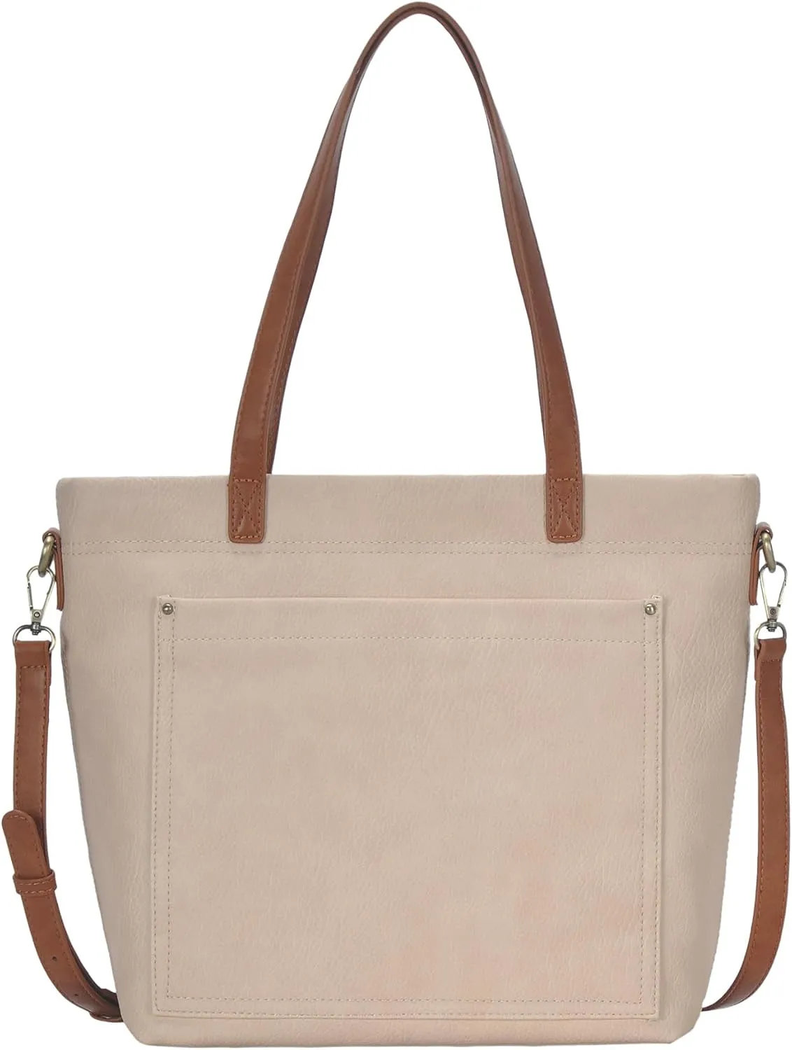 Sasha   Sofi Addison Tote | Vegan Leather Tote with Contract Double Handles and Detachable Crossbody strap