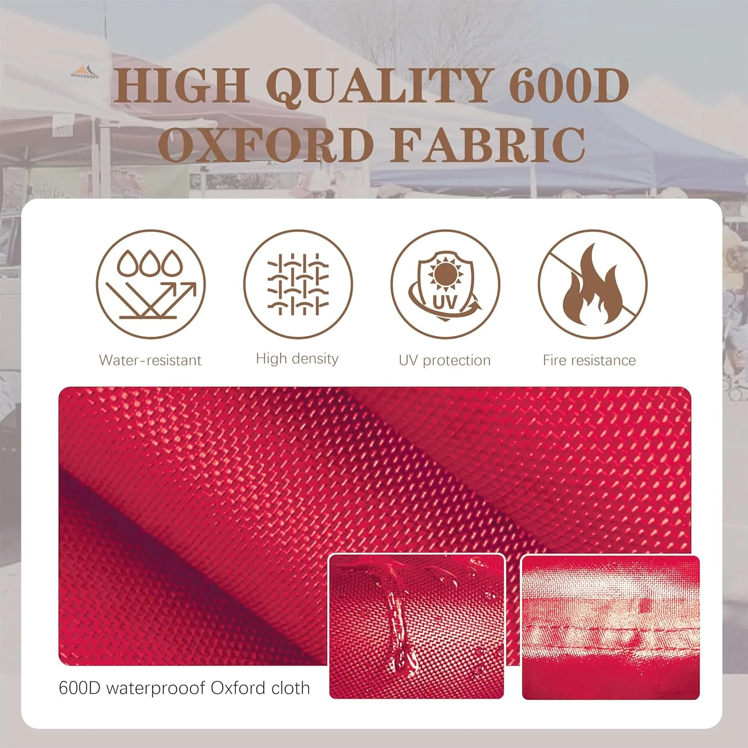 SCOCANOPY Commercial 10x10 Canopy Replacement Canopy Top,Canopy Cover ONLY (red)