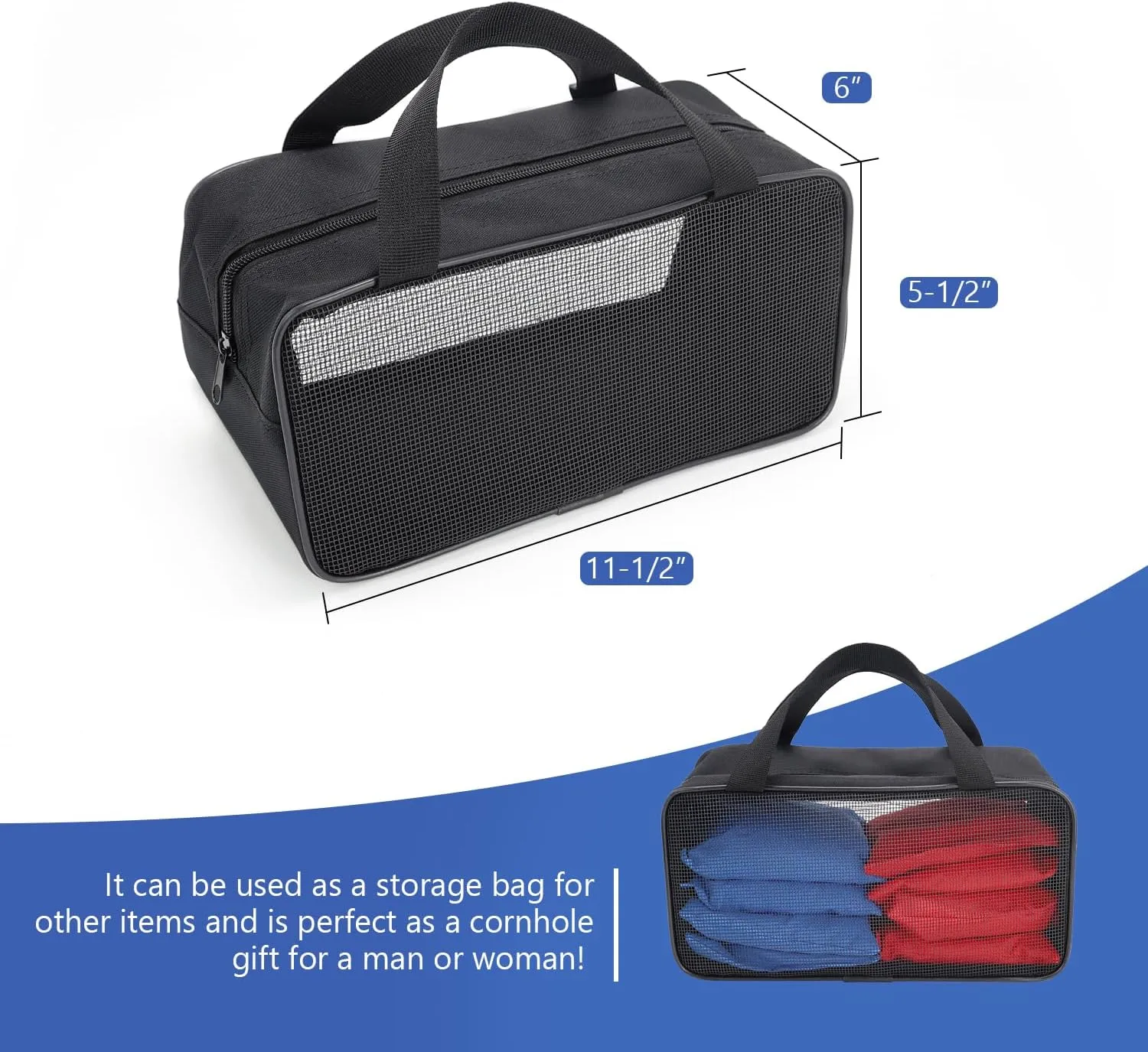 SCOTTCHEN Cornhole Bag Carry Case Carrying Pouch Accessories Utility Storage Box Black