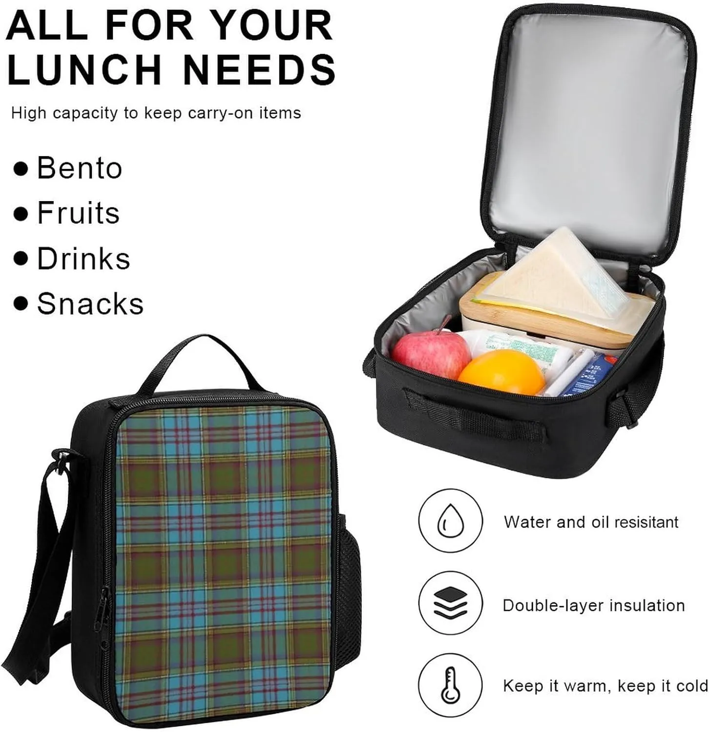 Scottish Clan Anderson Lightweight Pocket Backpack Crossbody Lunch Bag Set Unisex