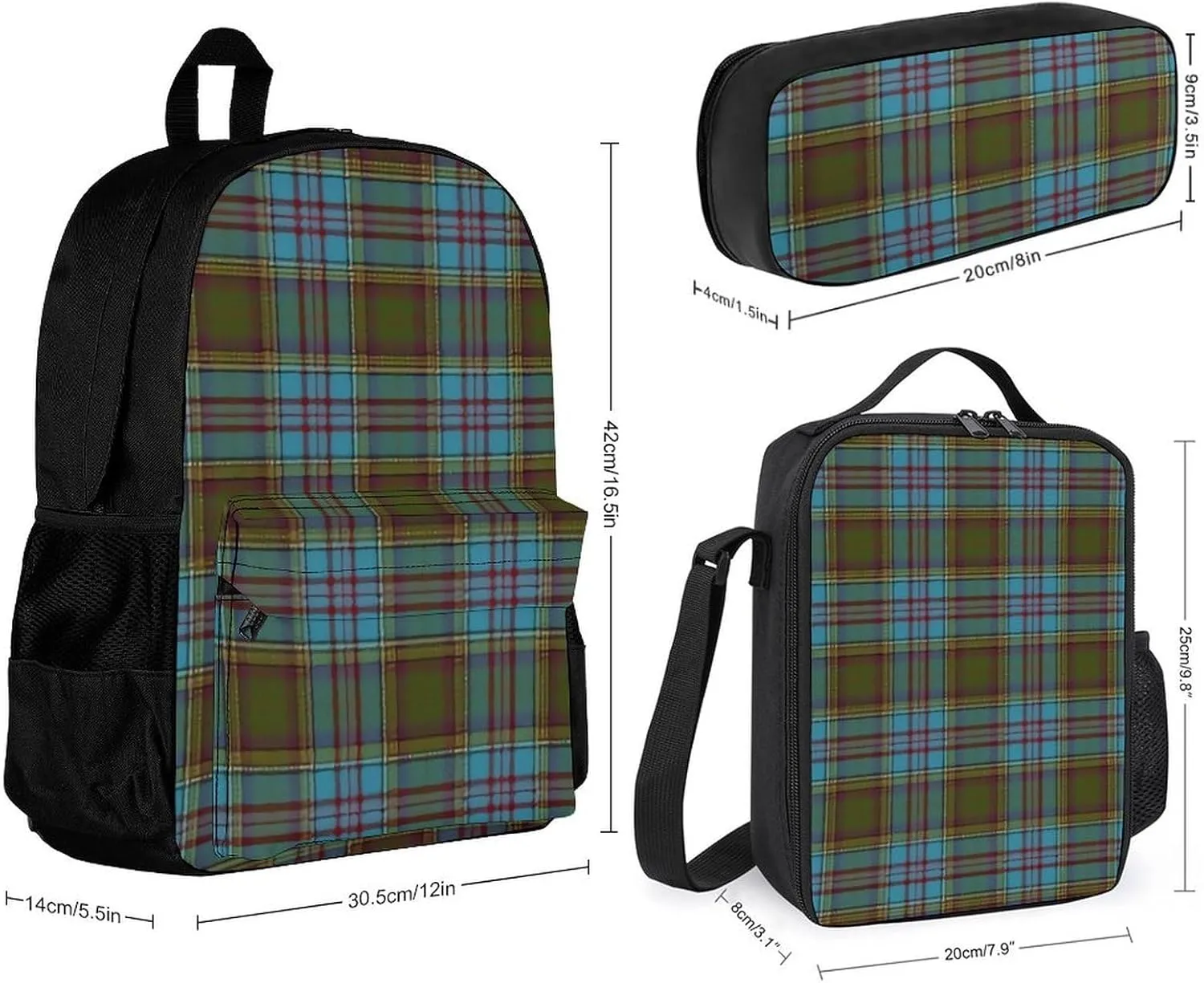 Scottish Clan Anderson Lightweight Pocket Backpack Crossbody Lunch Bag Set Unisex