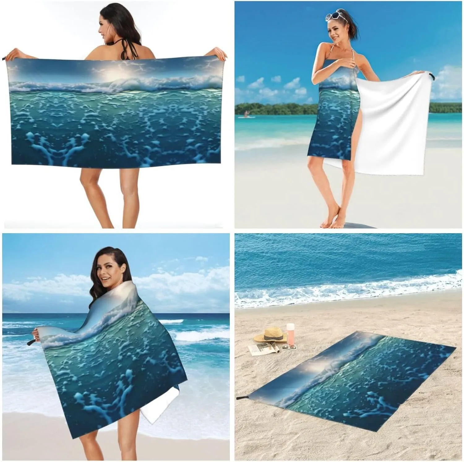 Sea Premium Compact Microfiber Travel Towel-Featherlight & Quick Dry,Sand-Resistant Beach Towel for Swimming,Camping,Vacation Essentials with Carry Pouch