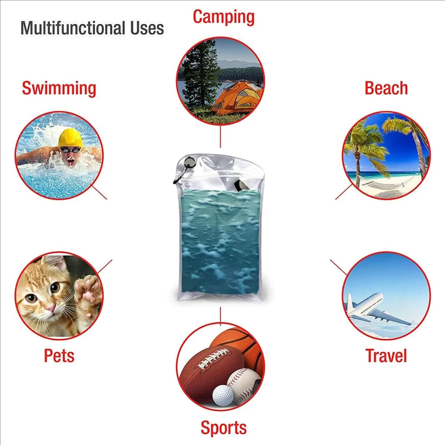 Sea Premium Compact Microfiber Travel Towel-Featherlight & Quick Dry,Sand-Resistant Beach Towel for Swimming,Camping,Vacation Essentials with Carry Pouch