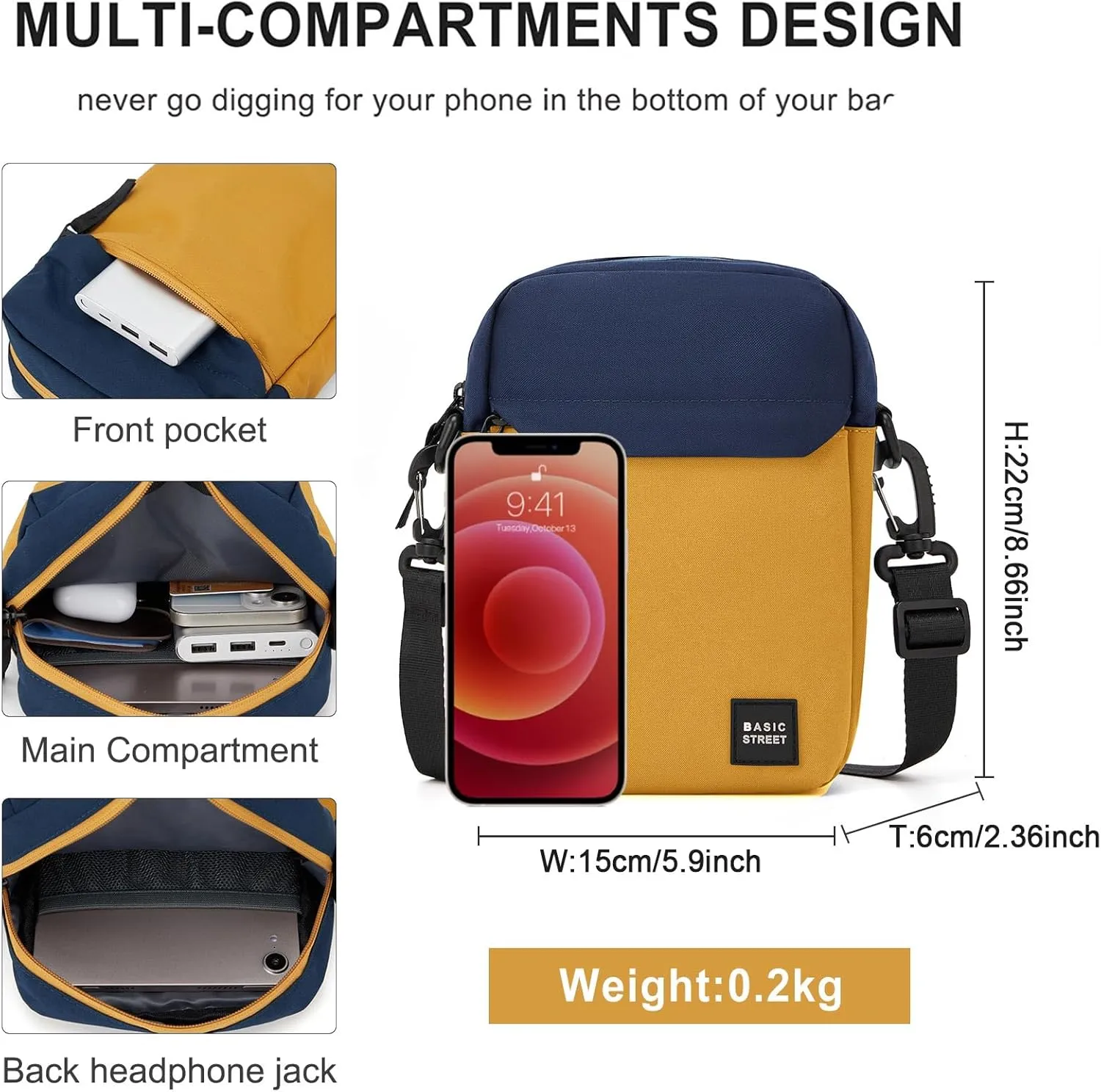 SEAFEW Mini Crossbody Bag Shoulder Bag for Men, Small Messenger Satchel Bag for Women