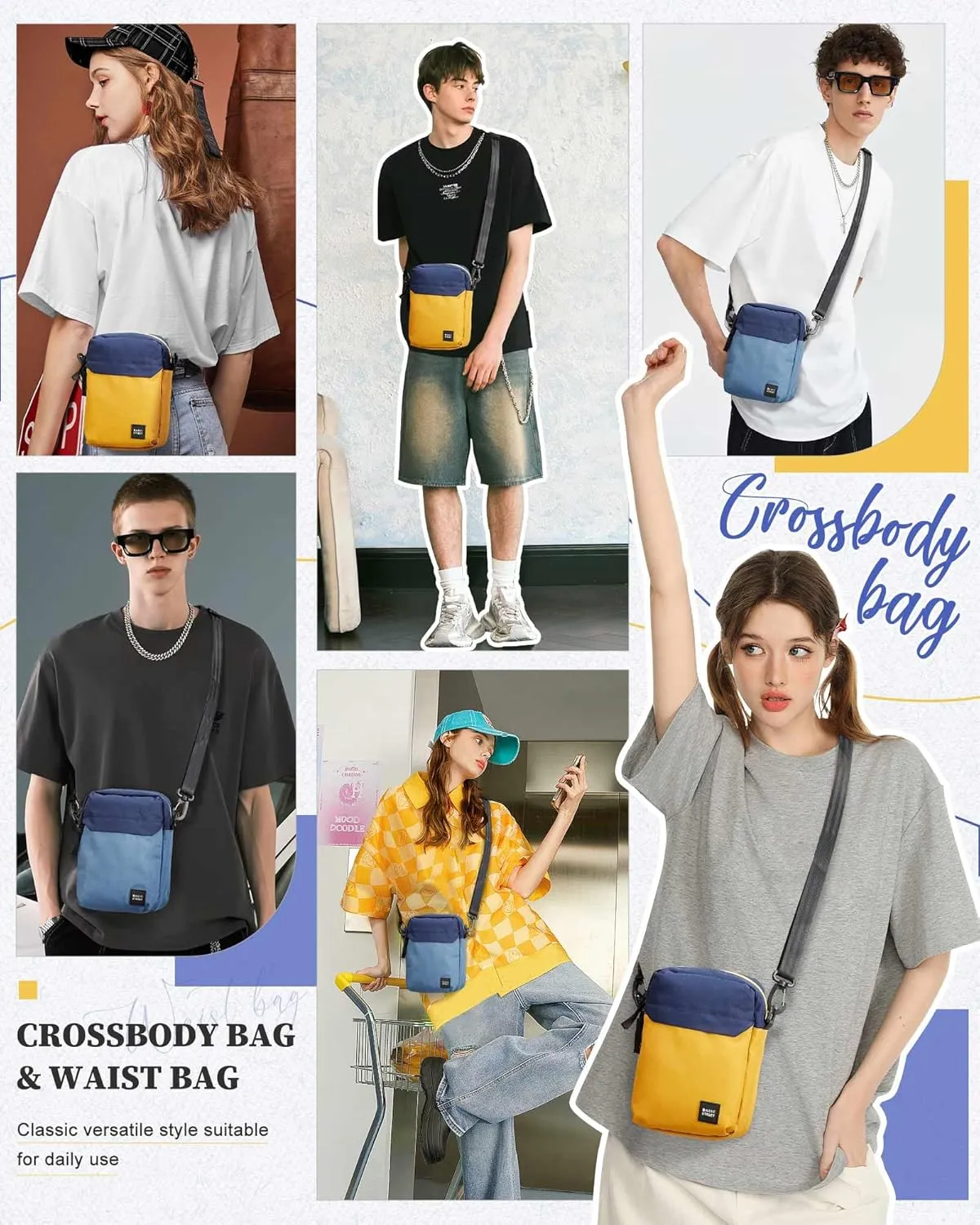 SEAFEW Mini Crossbody Bag Shoulder Bag for Men, Small Messenger Satchel Bag for Women