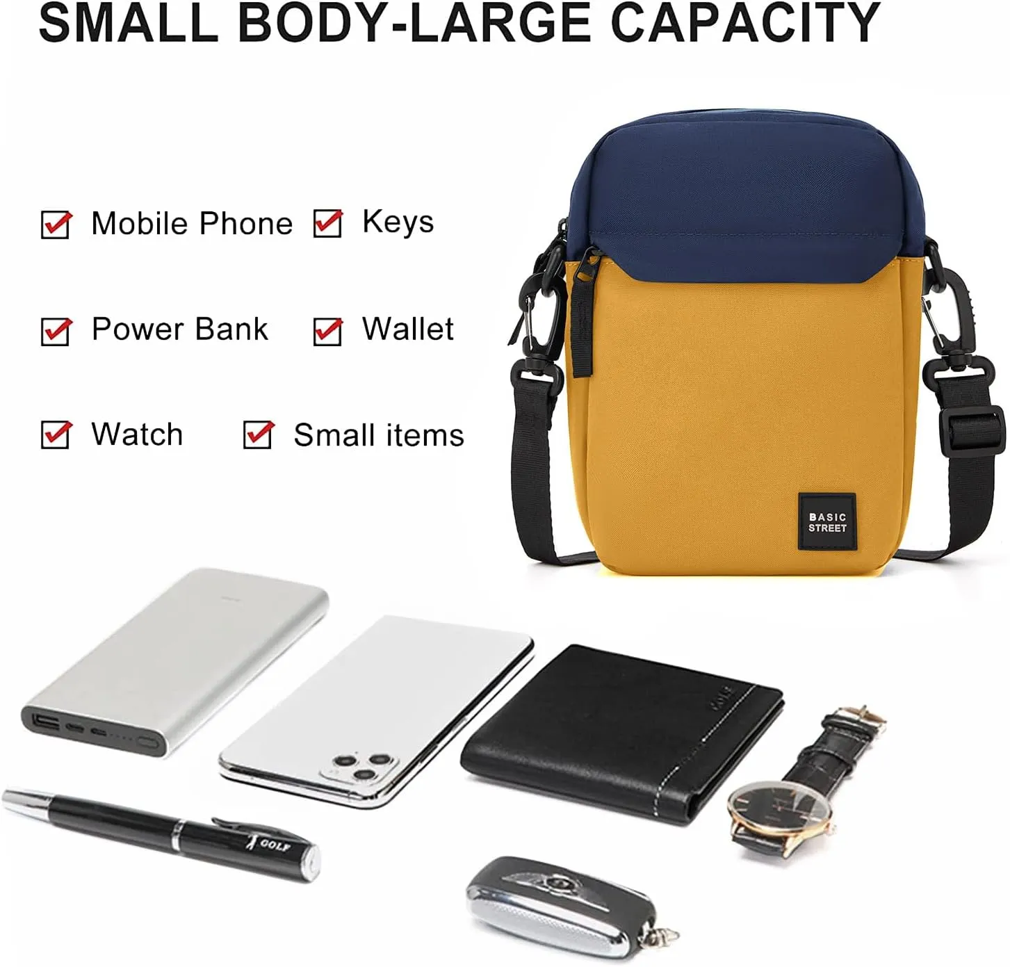 SEAFEW Mini Crossbody Bag Shoulder Bag for Men, Small Messenger Satchel Bag for Women