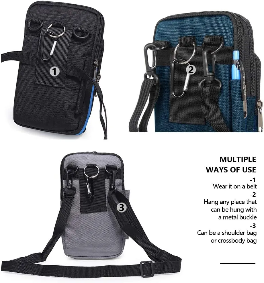 Senient Wolf Waterproof Nylon Multifunctional Phone Crossbody Bag - Small One Shoulder Waist Bag Wallet Travel Passport Case