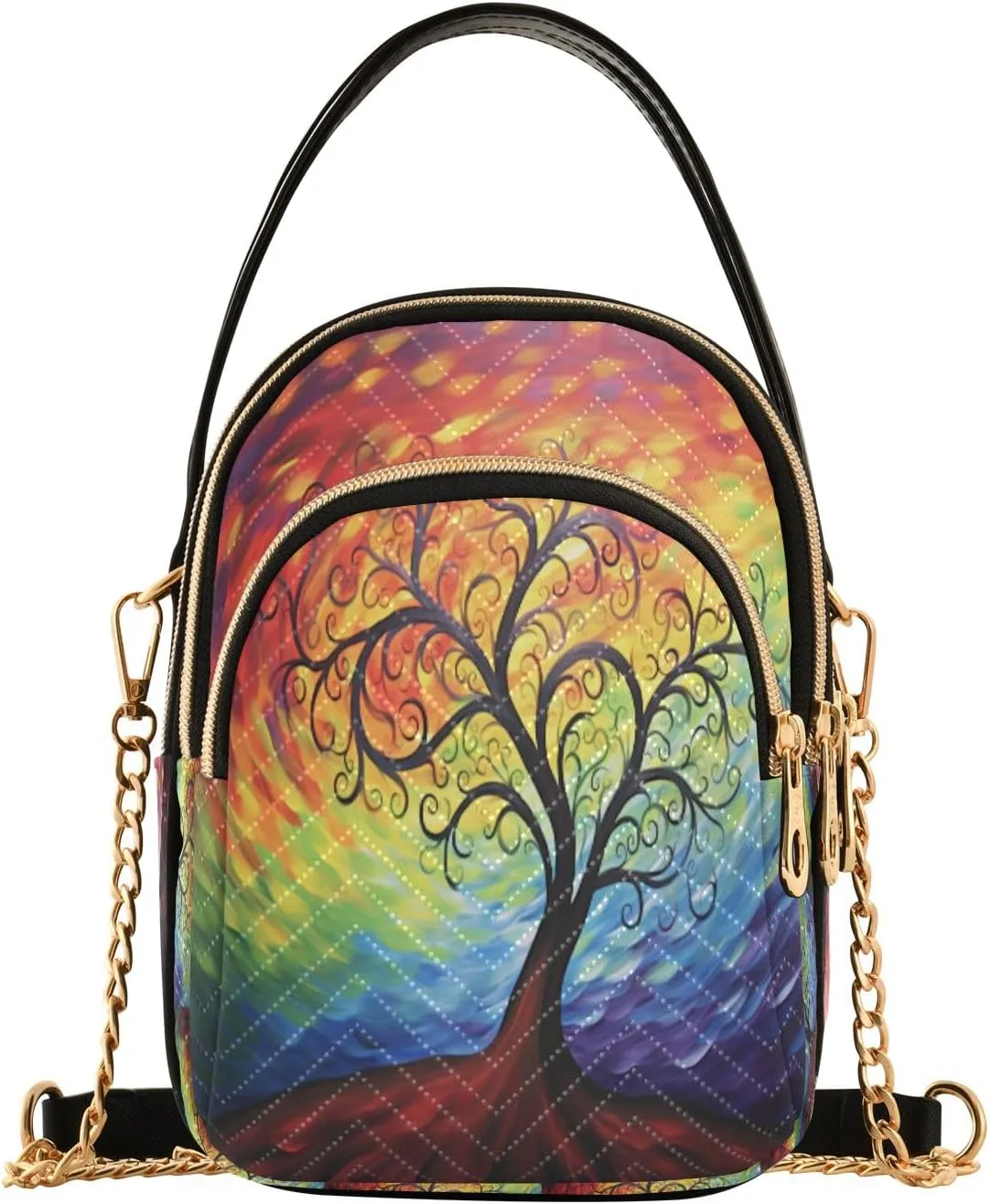 senya Abstract Tree Roots Crossbody Handbags for Women Casual Leather Shoulder Phone Purse