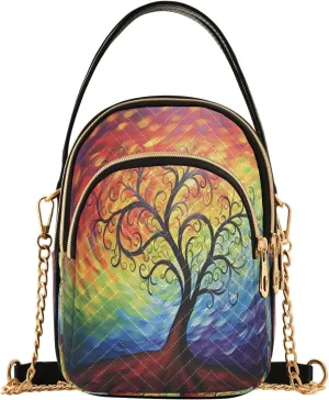 senya Abstract Tree Roots Crossbody Handbags for Women Casual Leather Shoulder Phone Purse