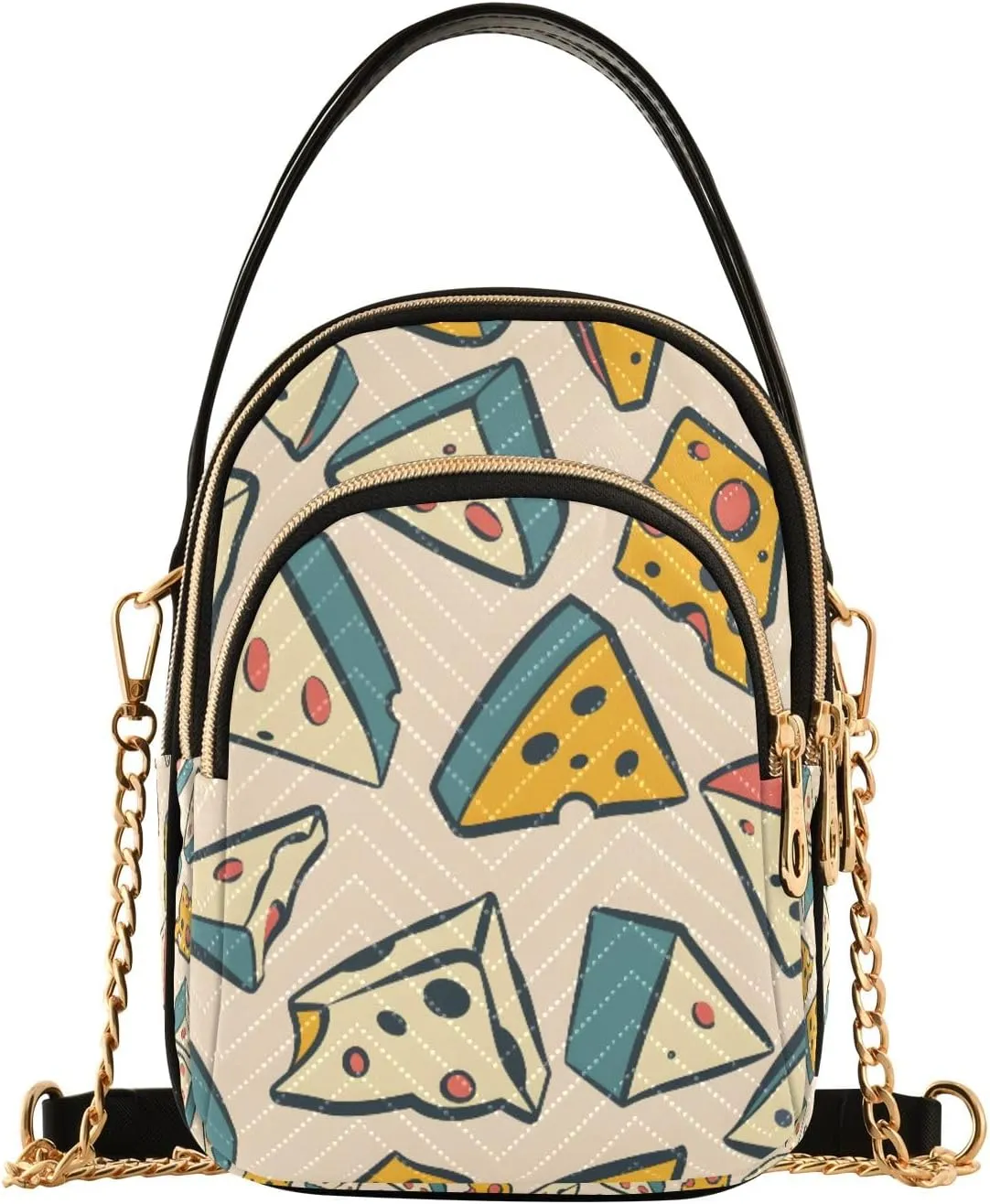senya Cheese Pattern Crossbody Handbags for Women Casual Leather Shoulder Phone Purse