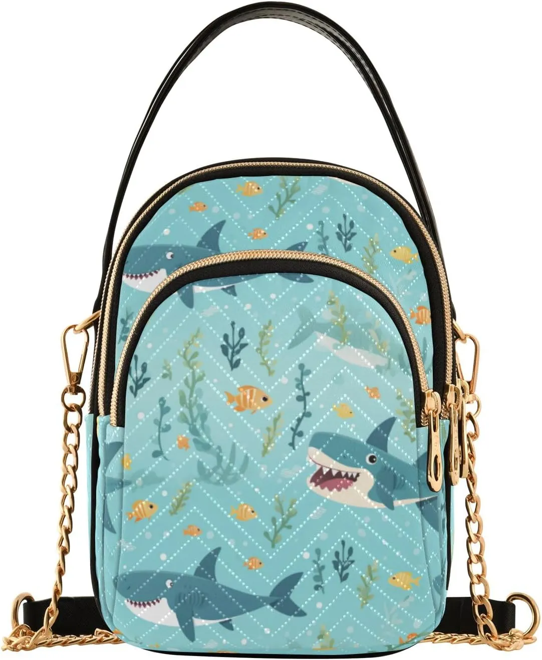 senya Sea Fish Seaweed Crossbody Handbags for Women Casual Leather Shoulder Phone Purse