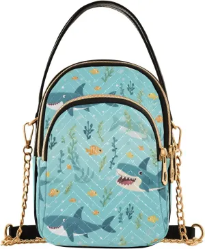 senya Sea Fish Seaweed Crossbody Handbags for Women Casual Leather Shoulder Phone Purse