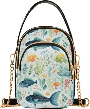 senya Seaweed Fish Crossbody Handbags for Women Casual Leather Shoulder Phone Purse