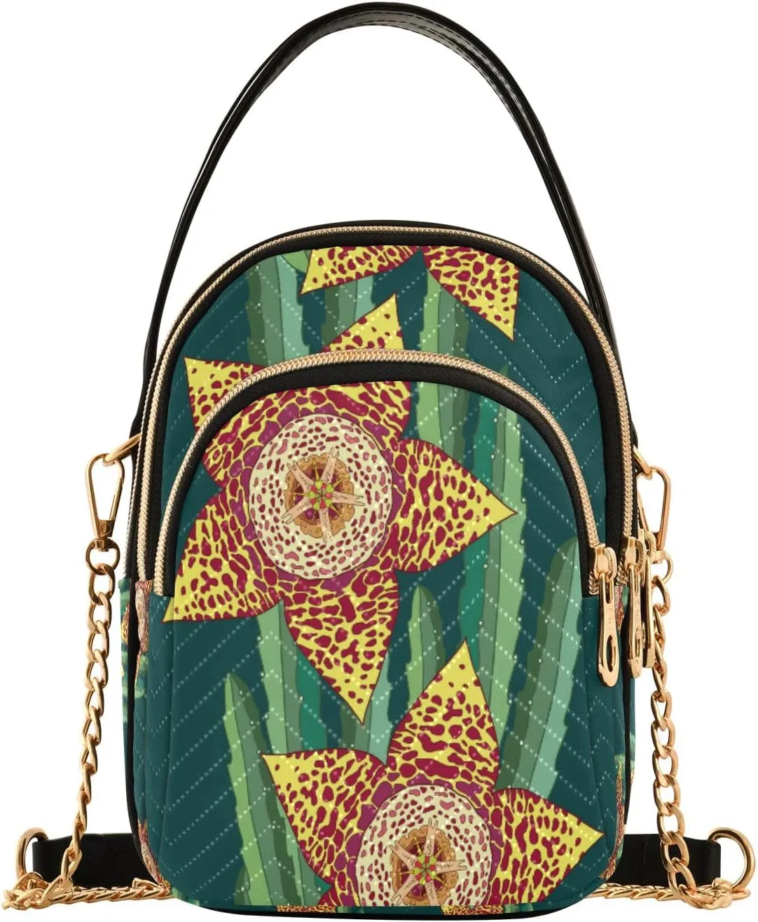 senya Stapelia Flowers and Stems Crossbody Handbags for Women Casual Leather Shoulder Phone Purse