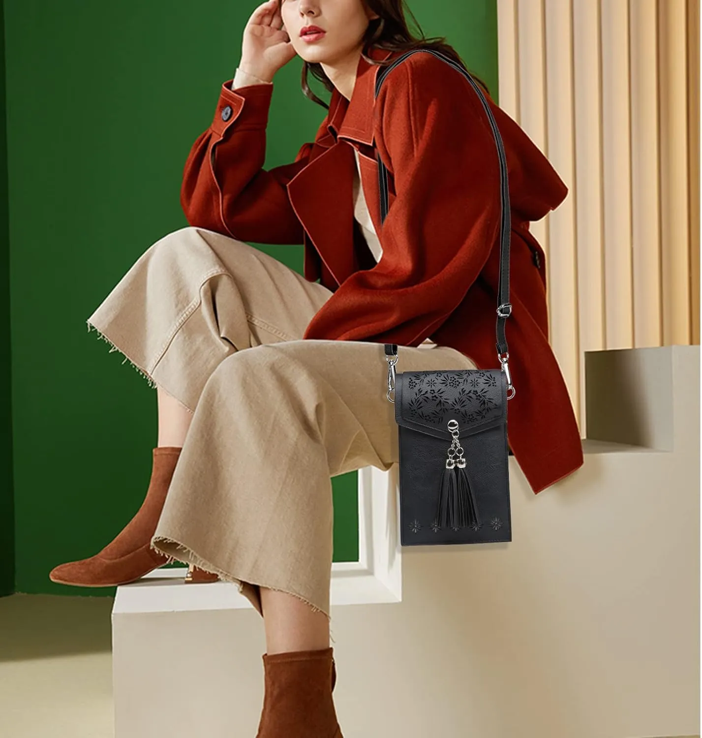 seOSTO Womens Small Crossbody Bag For Woman, Tassel Wallet Purse，Gifts For Teenage Girls