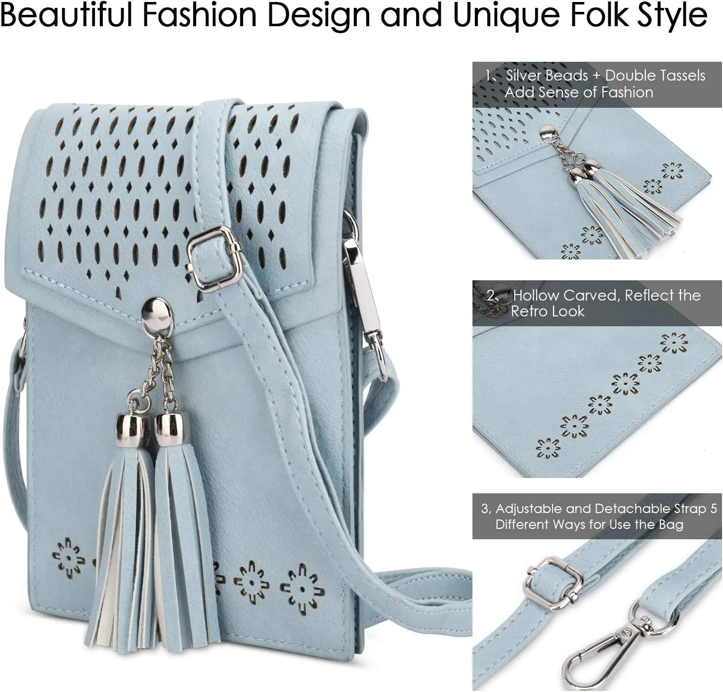 seOSTO Womens Small Crossbody Bag For Woman, Tassel Wallet Purse，Gifts For Teenage Girls
