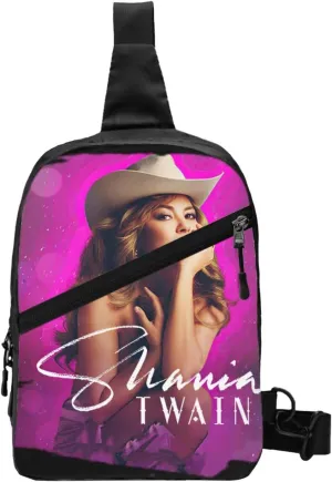 Shania Music Twain Crossbody Bag Chest Handbag Sling Backpack Adjustable Shoulder Pouch Cool Chest Package Foldable Multipurpose Daypack for Mountaineering
