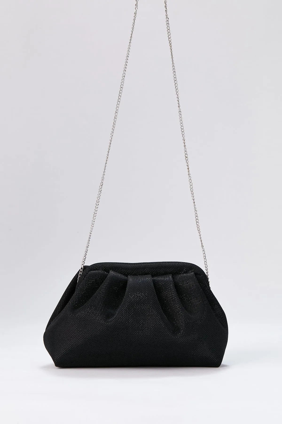 Shimmery Pouch Crossbody Bag - Black