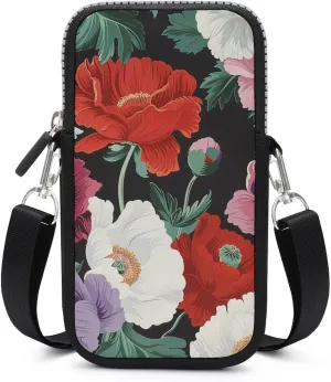 Shoulder Bag for Women Crossbody Very Large Petals Printed Cell Phone Purses Adjustable Strap