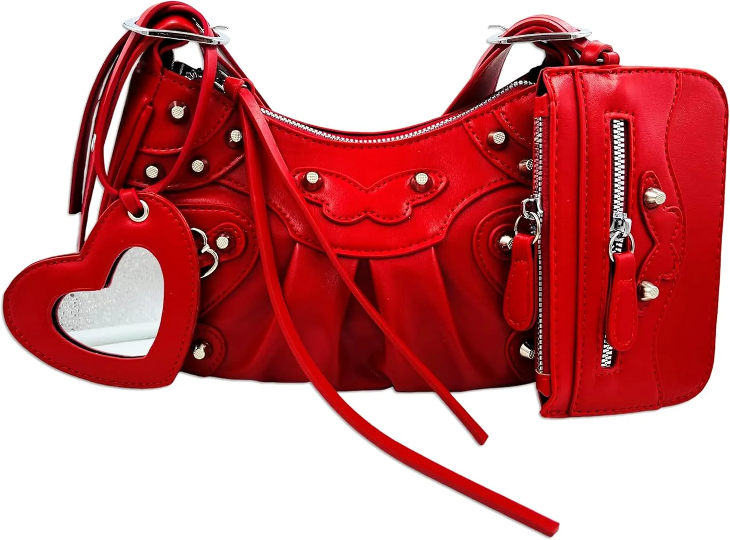 Shoulder Bag for Women, Leather Hobo Bag, Punk Style Y2k Crossbody Purse with Rivet