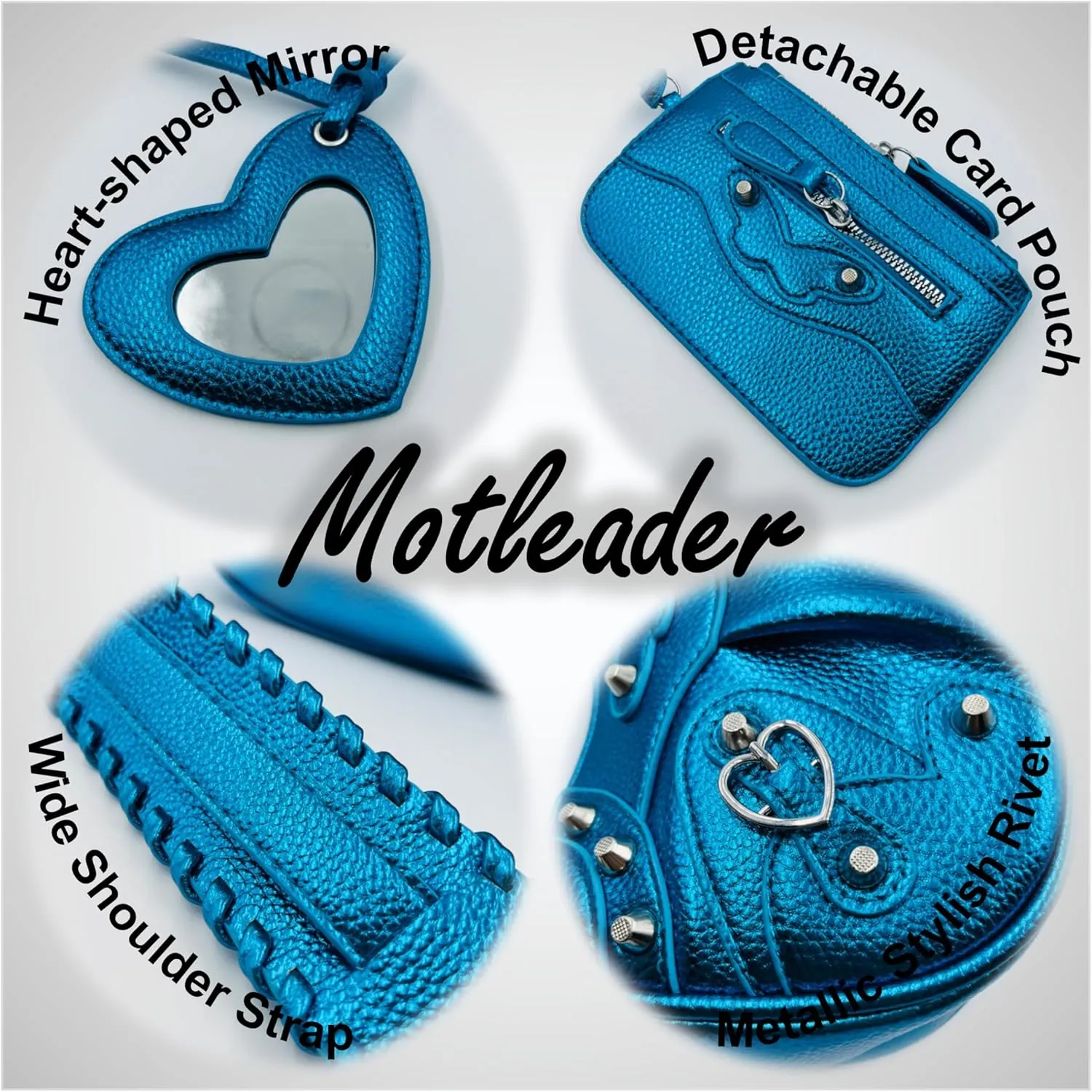 Shoulder Bag for Women, Leather Hobo Bag, Punk Style Y2k Crossbody Purse with Rivet