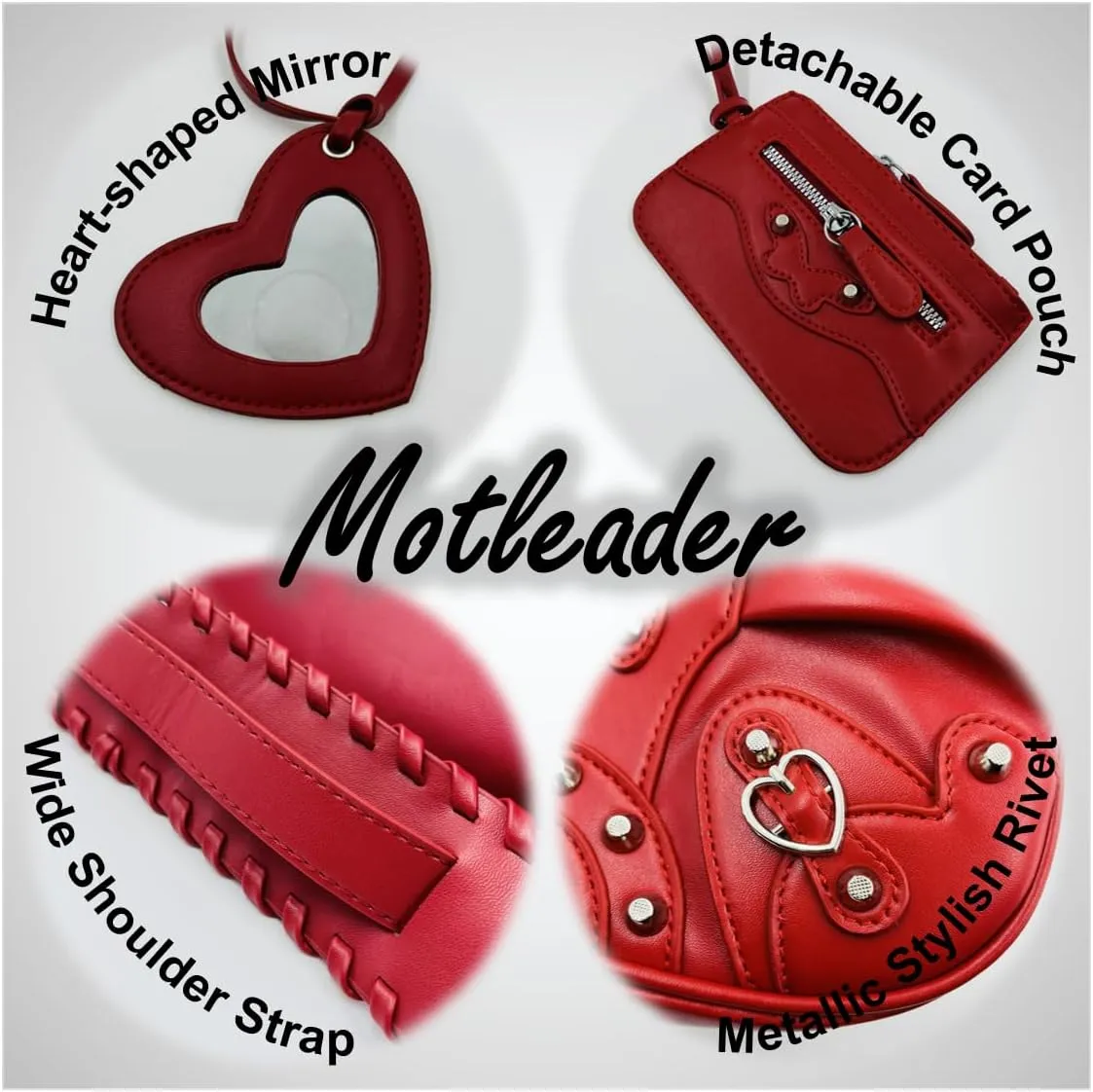 Shoulder Bag for Women, Leather Hobo Bag, Punk Style Y2k Crossbody Purse with Rivet