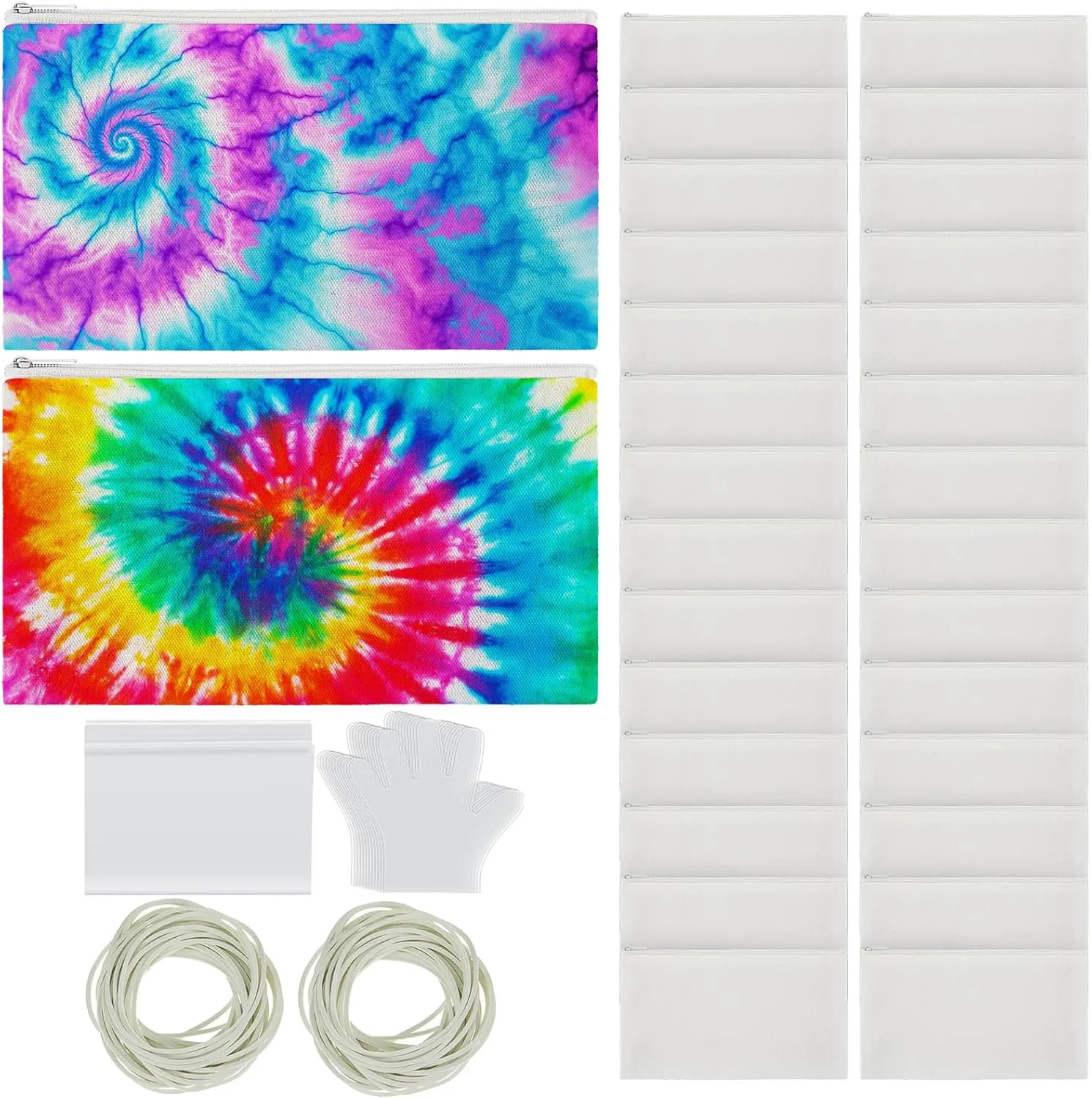Silkfly 30 Pcs White Cotton Makeup Bags for Tie Dying Kit Items Things to Tie Dye Blank Cotton Cosmetic Bags Multi Purpose for Large Groups Party DIY Project(8.3 x 5.3 Inch)