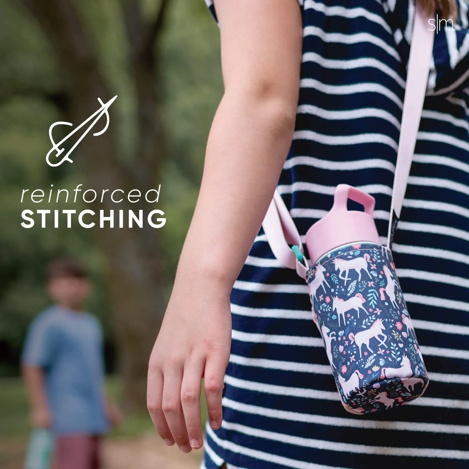 Simple Modern Kid's Water Bottle Carrier Sling with Adjustable Strap | Bottle Holder Crossbody Bag for Walking, Hiking and School | Summit Collection | Midnight Black