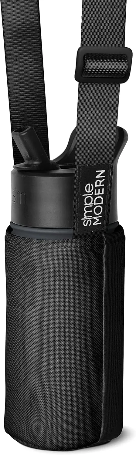 Simple Modern Kid's Water Bottle Carrier Sling with Adjustable Strap | Bottle Holder Crossbody Bag for Walking, Hiking and School | Summit Collection | Midnight Black