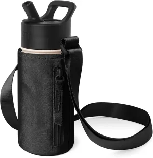 Simple Modern Kid's Water Bottle Carrier Sling with Adjustable Strap | Bottle Holder Crossbody Bag for Walking, Hiking and School | Summit Collection | Midnight Black