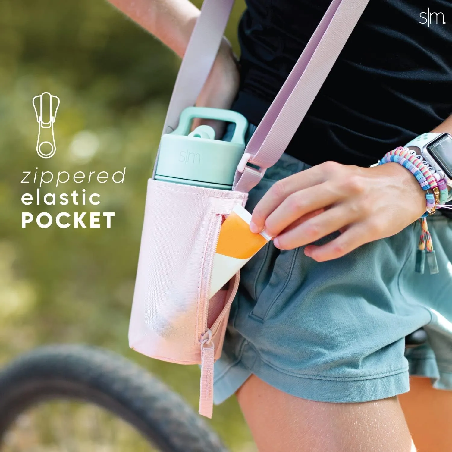 Simple Modern Kid's Water Bottle Carrier Sling with Adjustable Strap | Bottle Holder Crossbody Bag for Walking, Hiking and School | Summit Collection | Midnight Black