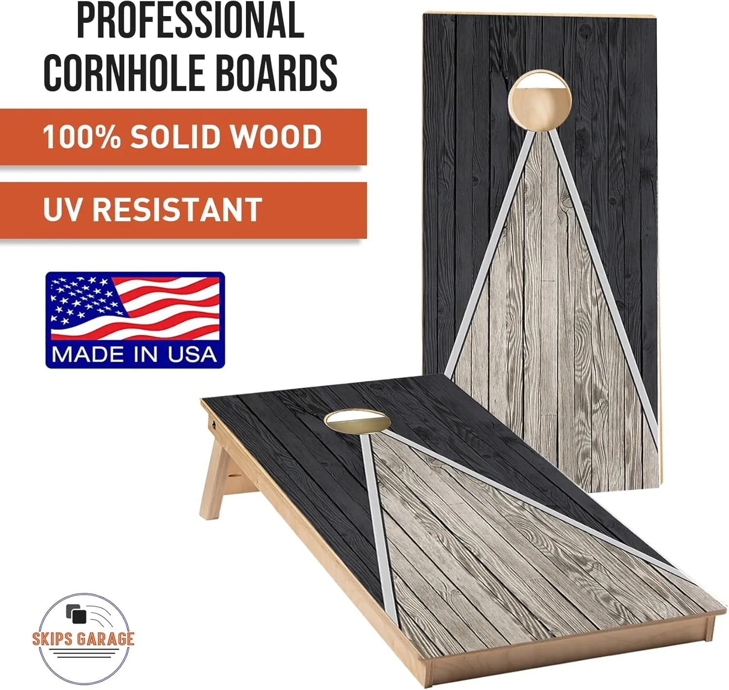 Skip's Garage Solid Wood Cornhole Board Set | Game of Throws Team Moon Falcon Design | ACA Regulation Size Outdoor Corn Hole Boards with Bags