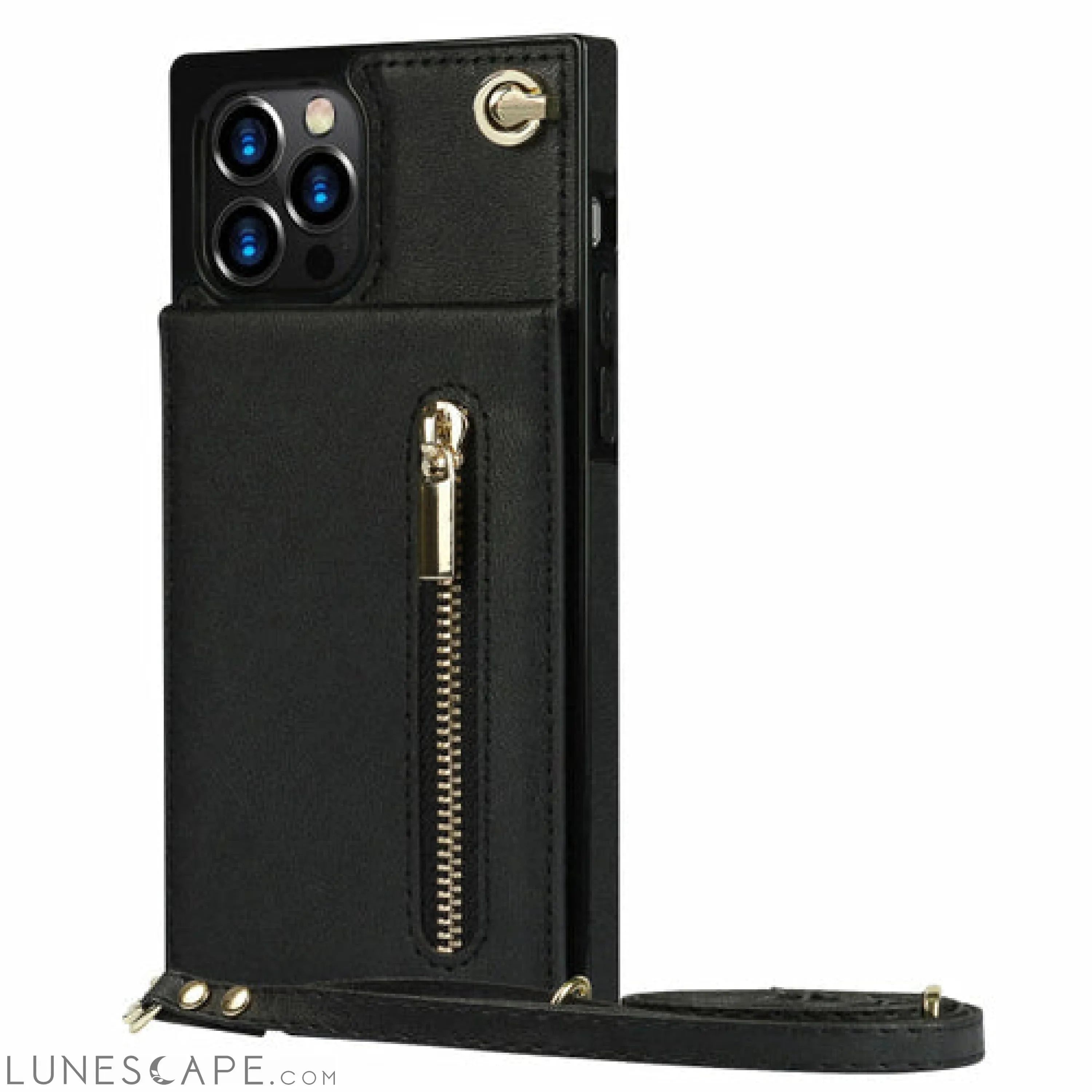 Slim Zipper Wallet Back Case for iPhone With Crossbody Strap