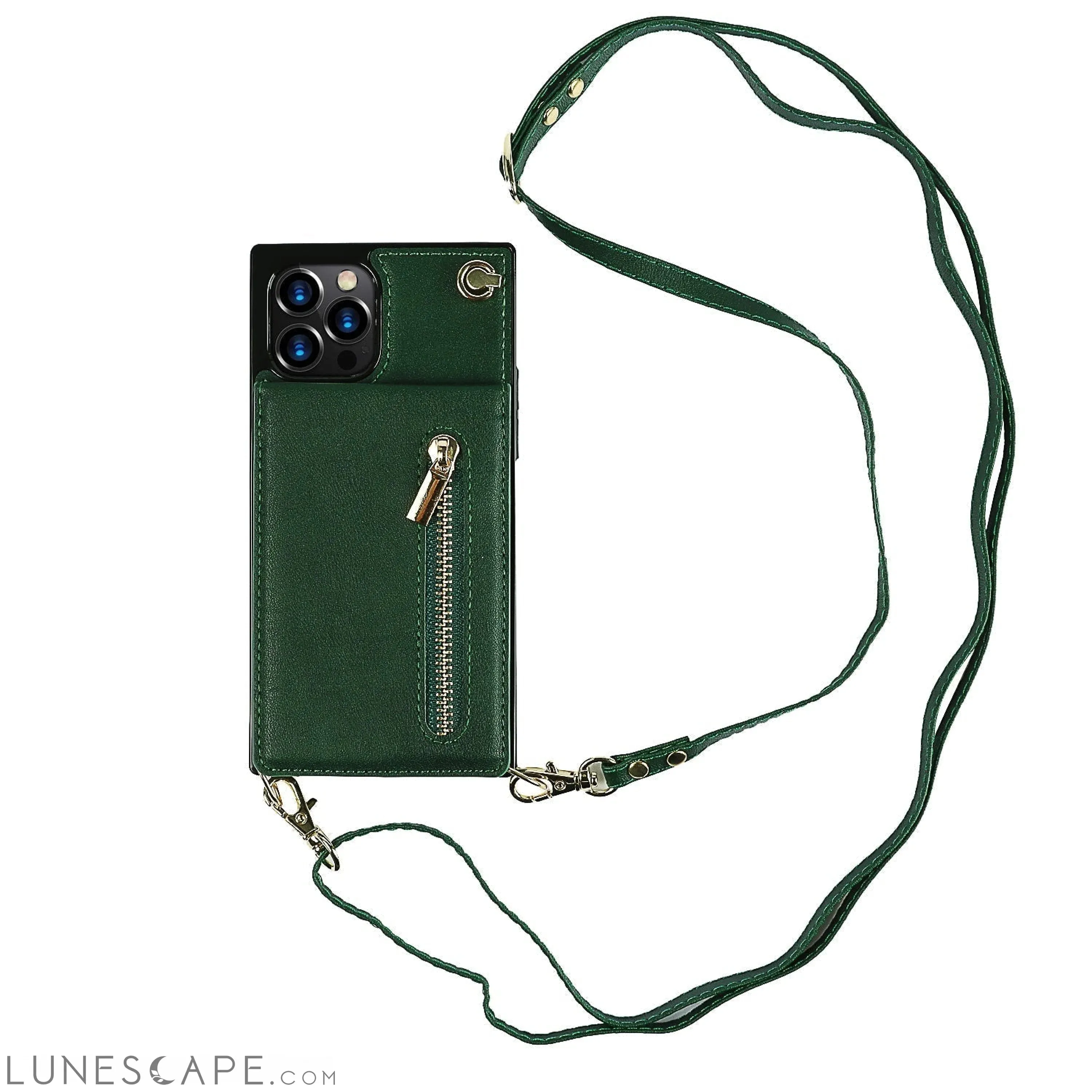 Slim Zipper Wallet Back Case for iPhone With Crossbody Strap