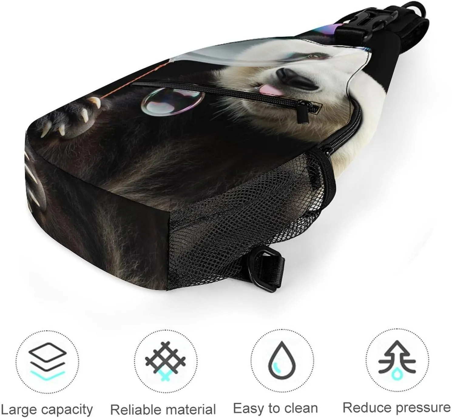Sling Bag Backpack for Men Women Multipurpose Anti-Theft Satchel Bookbags Travel Rucksack Daypack Bookbag, Cute Panda Colorful Bubble Art Shoulder Crossbody Bag Chest Pack