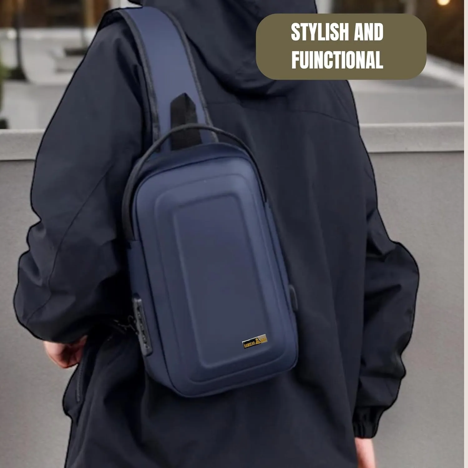 Sling Bag - Chest & Crossbody Bag for Men - Gold Man Purse