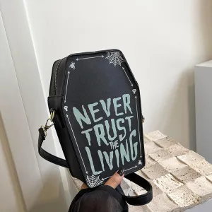 Small Coffin Shaped Goth Style Printed Shoulder Bag