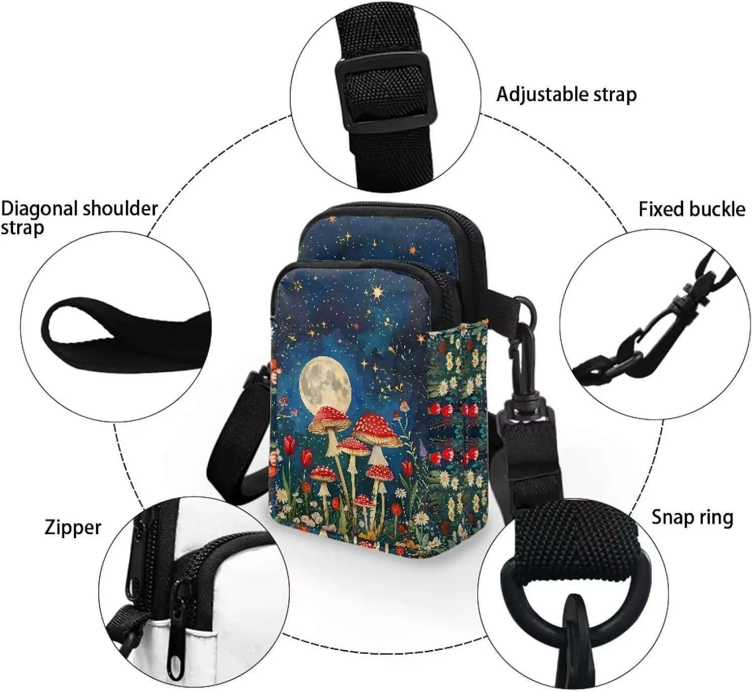 Small Cross Body Purse Trendy Phone Double Layer Shoulder Bags for Women Zip Messenger Bag