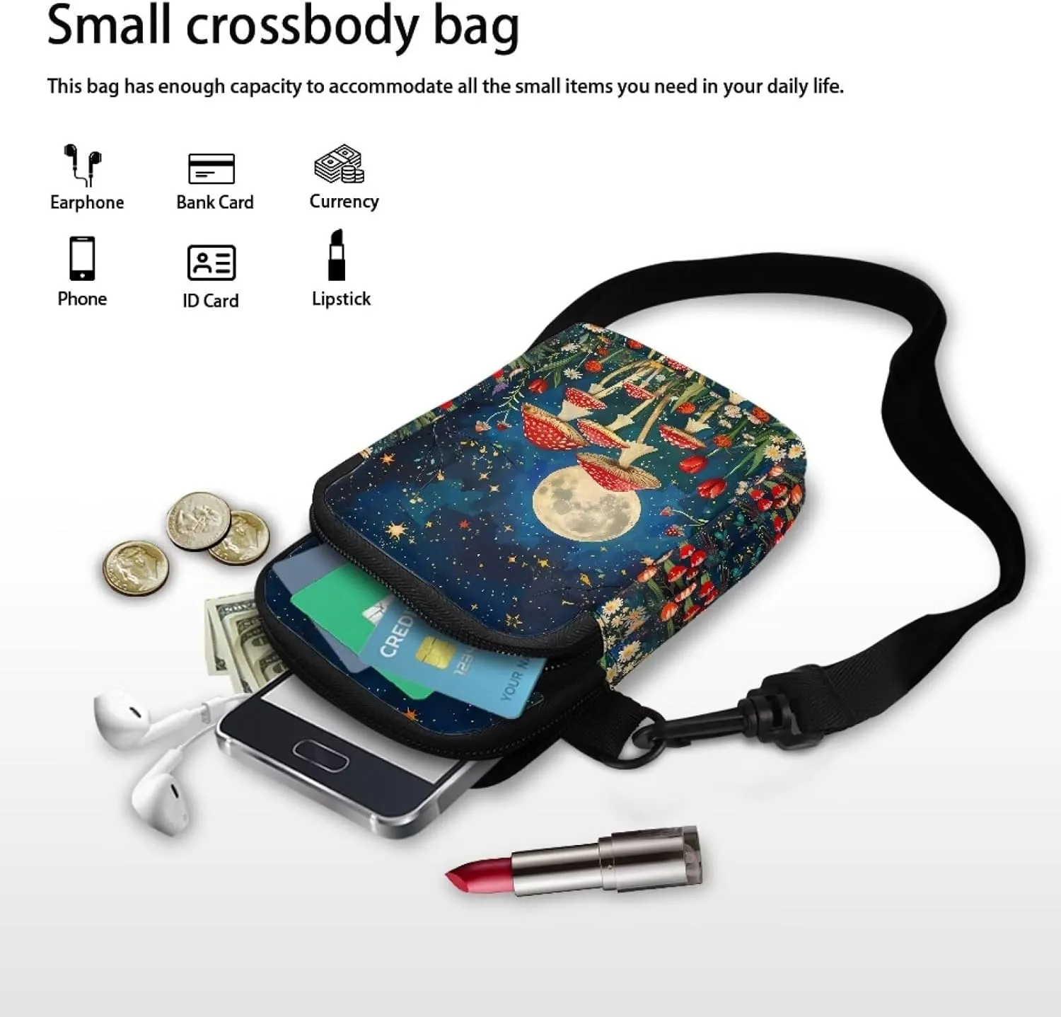 Small Cross Body Purse Trendy Phone Double Layer Shoulder Bags for Women Zip Messenger Bag