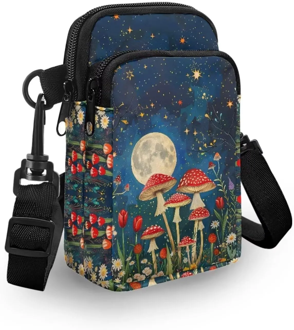 Small Cross Body Purse Trendy Phone Double Layer Shoulder Bags for Women Zip Messenger Bag