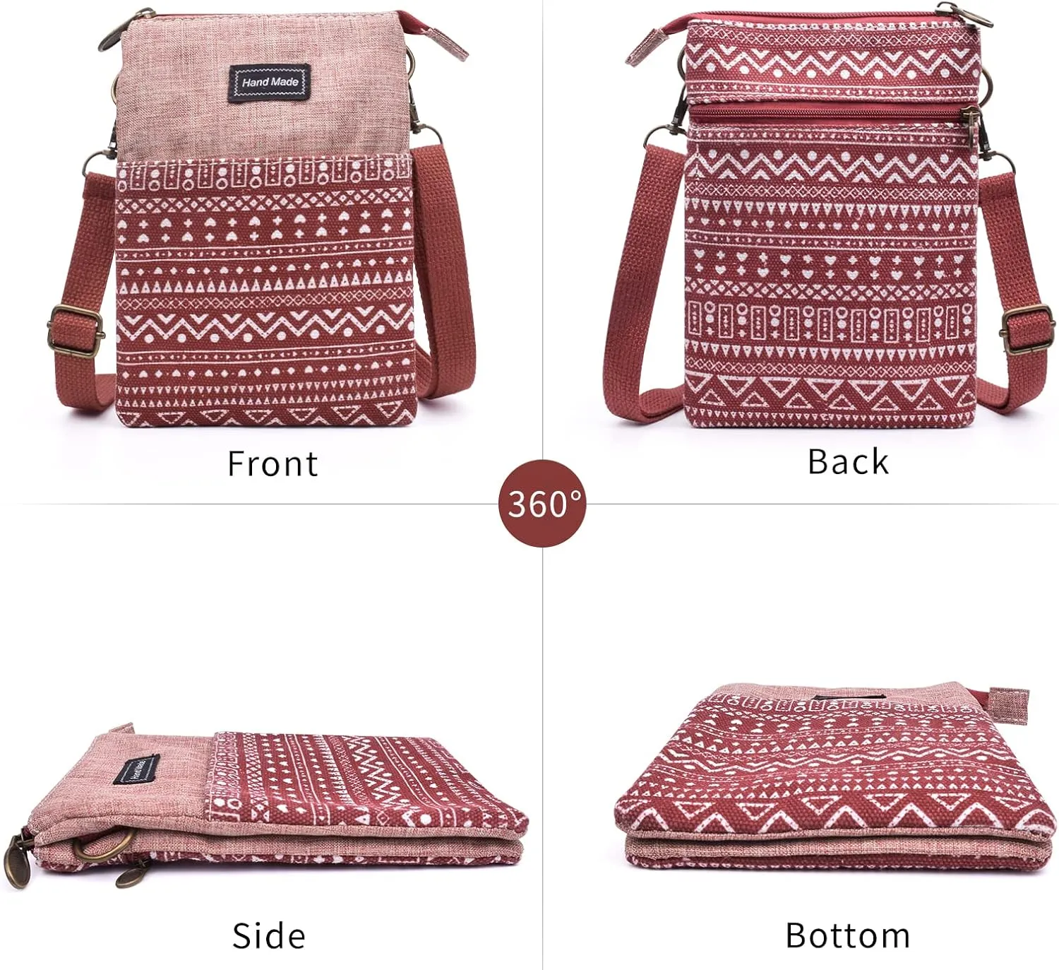 Small Crossbody Bag for Women Mobile Phone Purse National Pattern Shoulder Bag Handbags Coin Pouch for Women