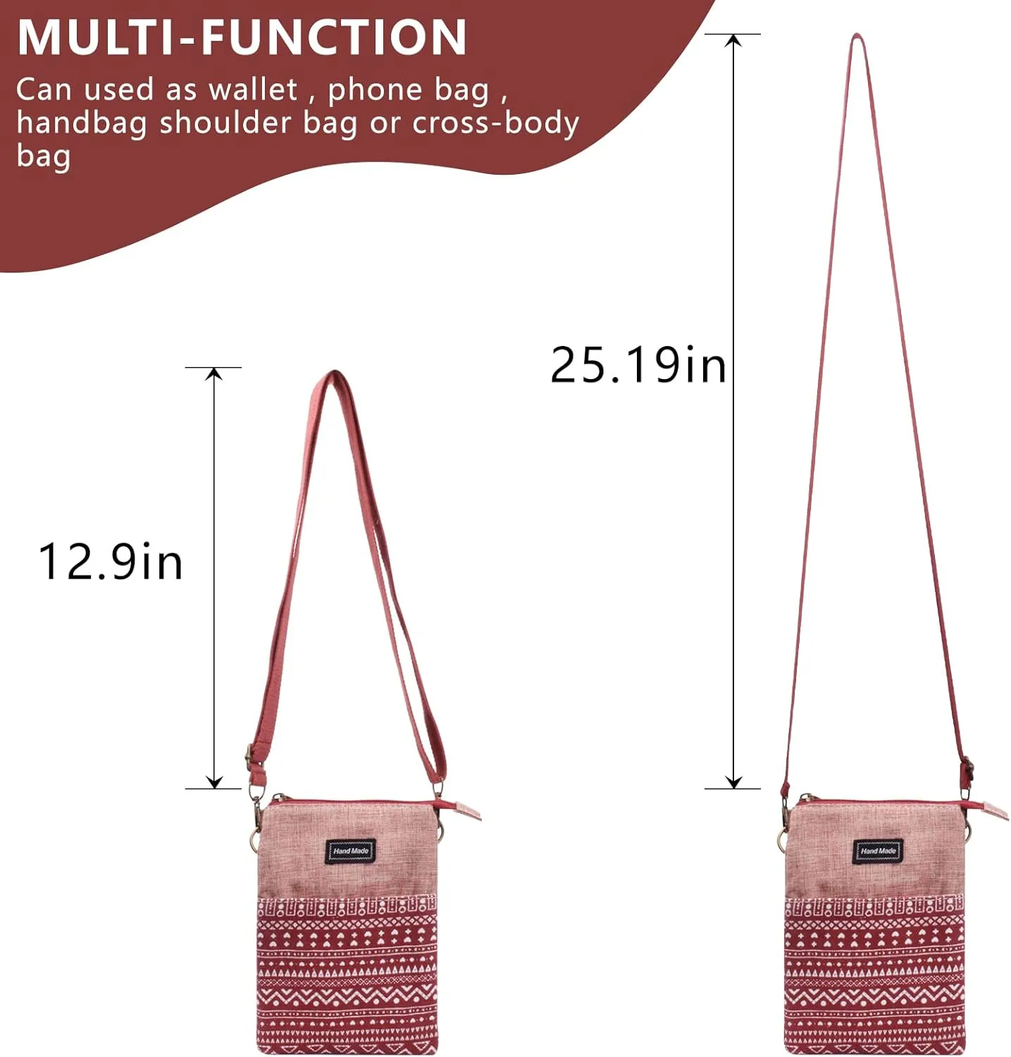 Small Crossbody Bag for Women Mobile Phone Purse National Pattern Shoulder Bag Handbags Coin Pouch for Women