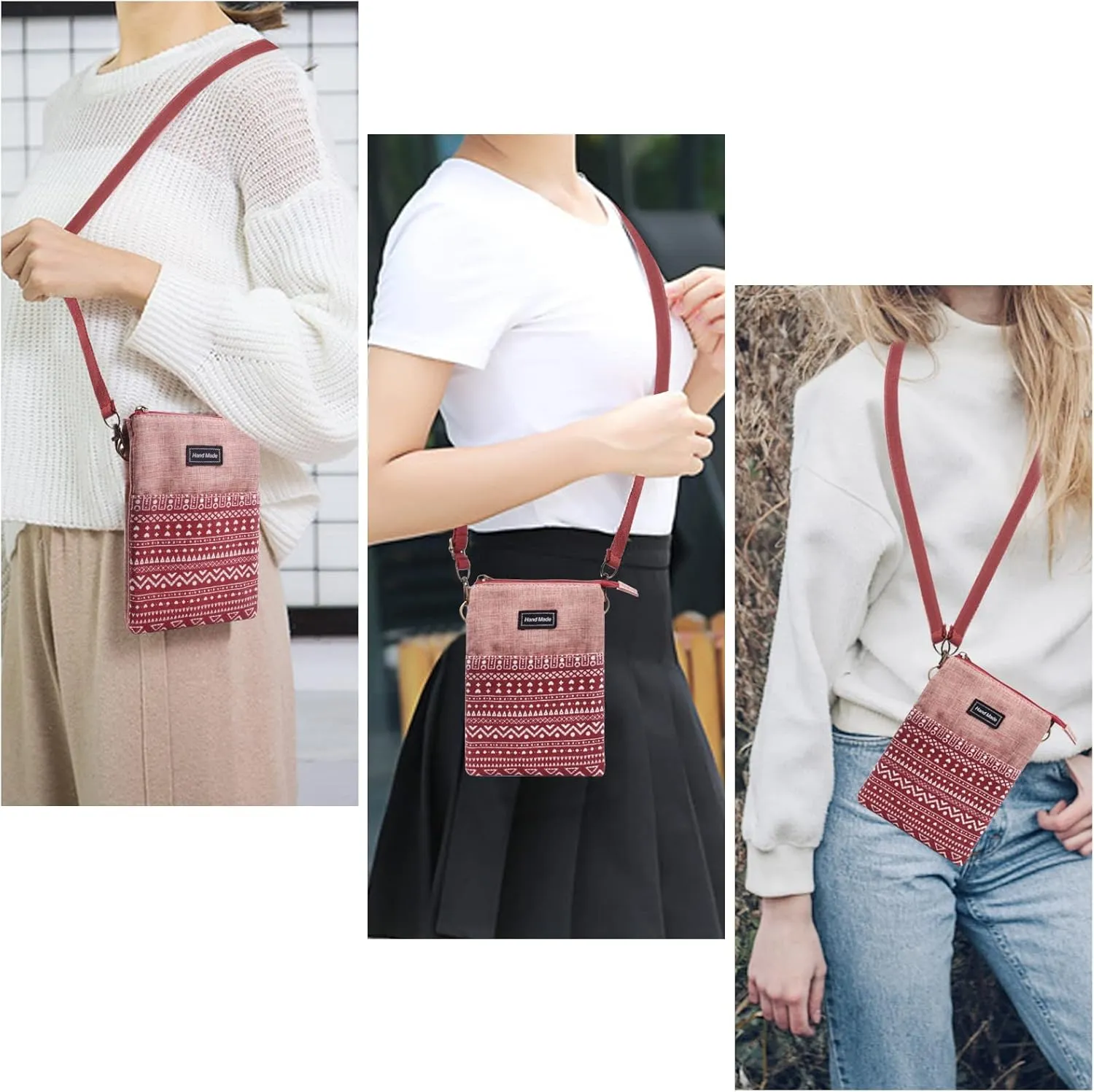 Small Crossbody Bag for Women Mobile Phone Purse National Pattern Shoulder Bag Handbags Coin Pouch for Women