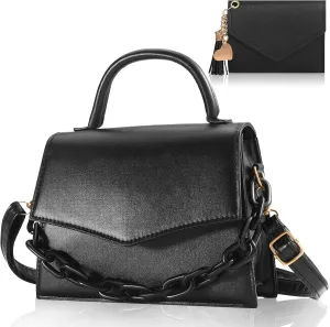 Small Crossbody Bags for Women Girls Trendy Top Handle Satchel Purses with Detachable Acrylic Chain