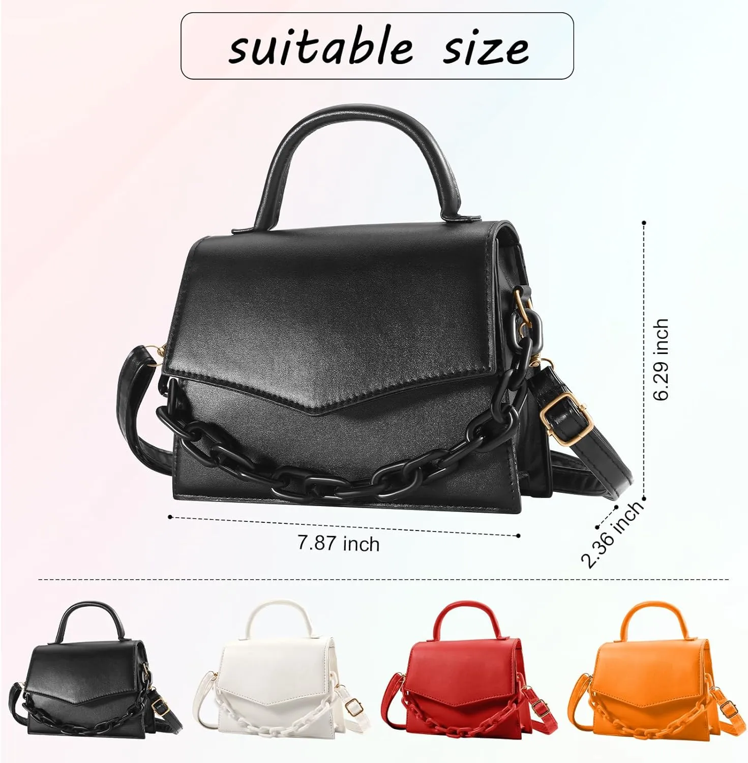 Small Crossbody Bags for Women Girls Trendy Top Handle Satchel Purses with Detachable Acrylic Chain