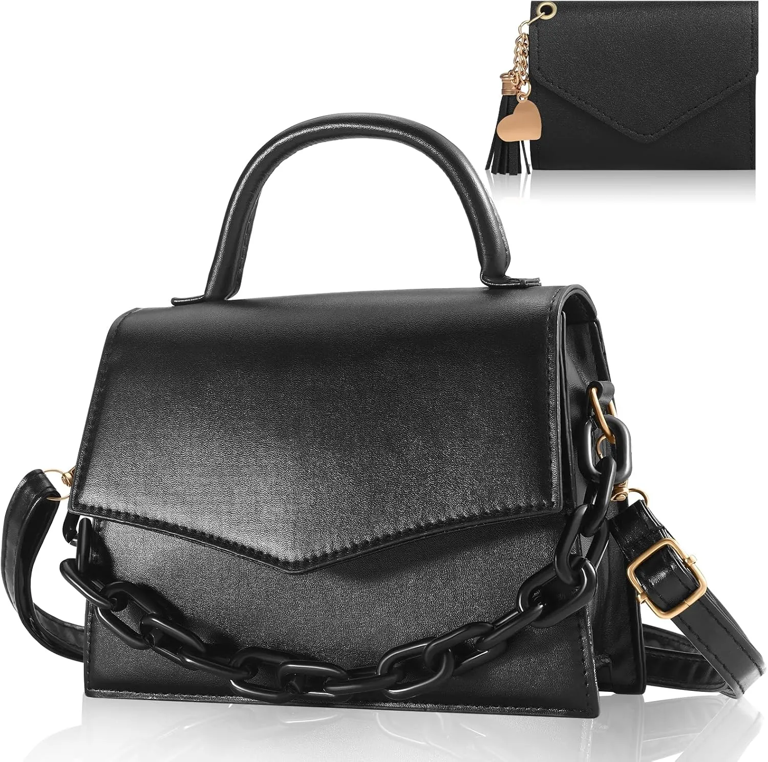 Small Crossbody Bags for Women Girls Trendy Top Handle Satchel Purses with Detachable Acrylic Chain