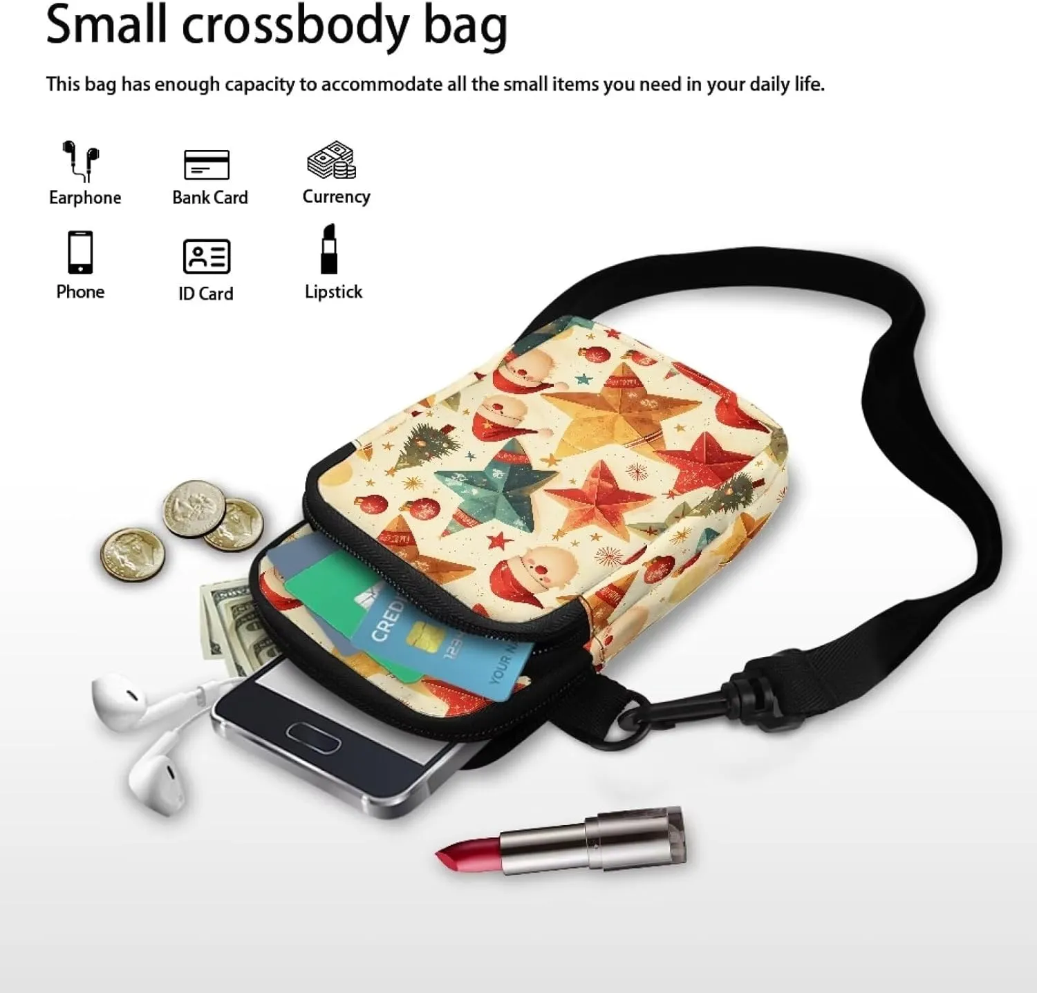 Small Crossbody Bags Purses for Women, Cartoon Animals Travel Cell Phone Pouch Bag Zipper Mini Shoulder Bag