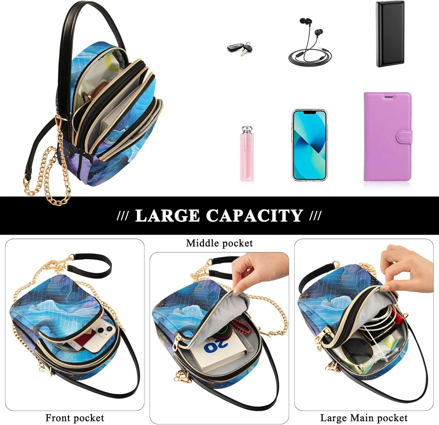 Small Handbag Crossbody Bag for Women Quilted Bags Shoulder Purse Phone Wallet Chain Bag